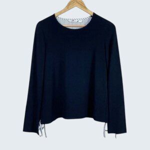 VINEYARD VINES NAVY BLUE STRIPED SEERSUCKER BACK SWEATER